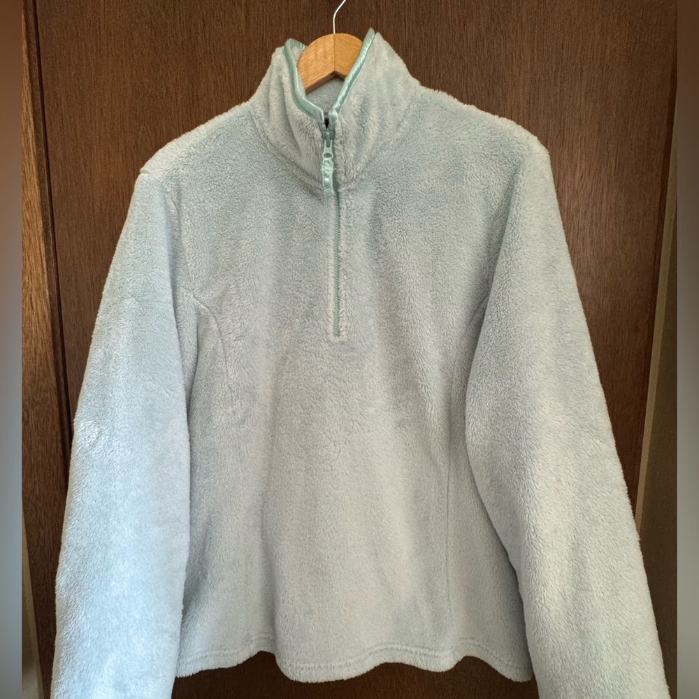SOLD - Lands’ End—VTG Light Blue Half-Zip High Pile Fleece Pullover—Women’s LG